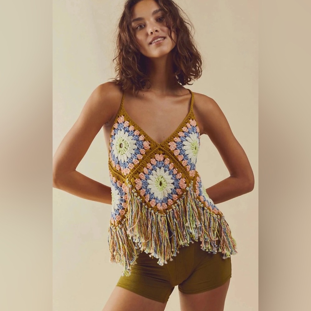 ✿ Free People Summer Of Love Crochet Halter Top